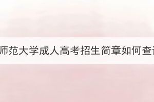 華中師范大學成人高考招生簡章如何查詢？