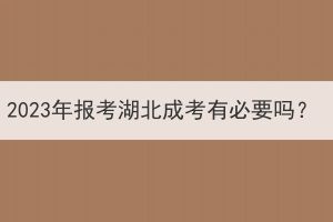 2023年報(bào)考湖北成考有必要嗎？