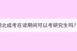 湖北成考在讀期間可以考研究生嗎？