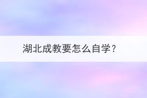 湖北成教要怎么自學(xué)？