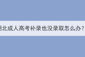 湖北成人高考補(bǔ)錄也沒錄取怎么辦？